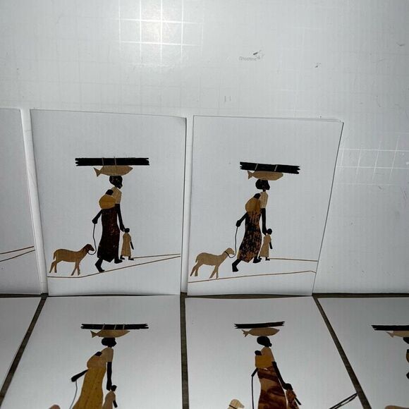 Vintage Wood Cut Veneer Blank Cards Caribbean Handmade Set 10 4”X5.5” Ethnic - Picture 4 of 7